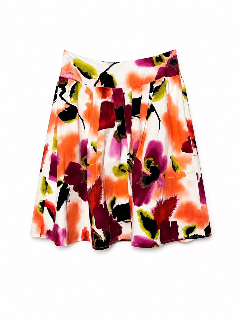 🌸 Worthington Floral A-Line Skirt Size 4 | Pleated Mini | Bright Abstract Print